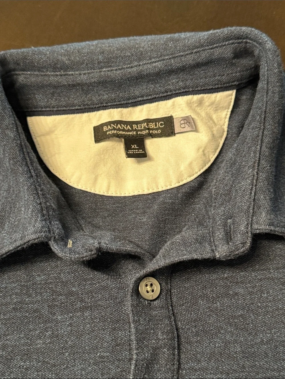 Banana Republic Men's Classic Pocket Performance Pique Polo in Heather Navy